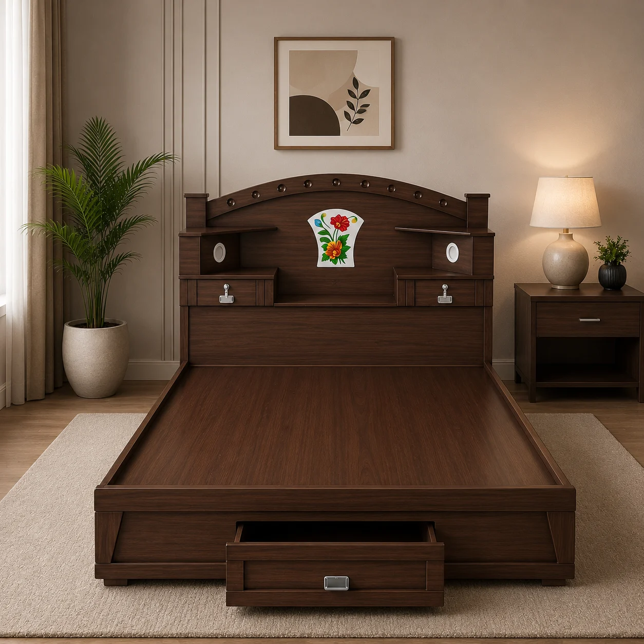 Crown Elite Queen Box Cot Walnut