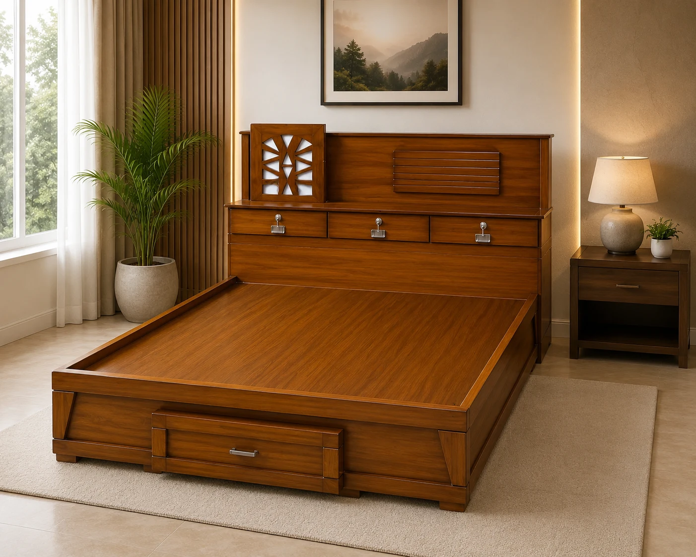 Emperor King Storage Cot Teak