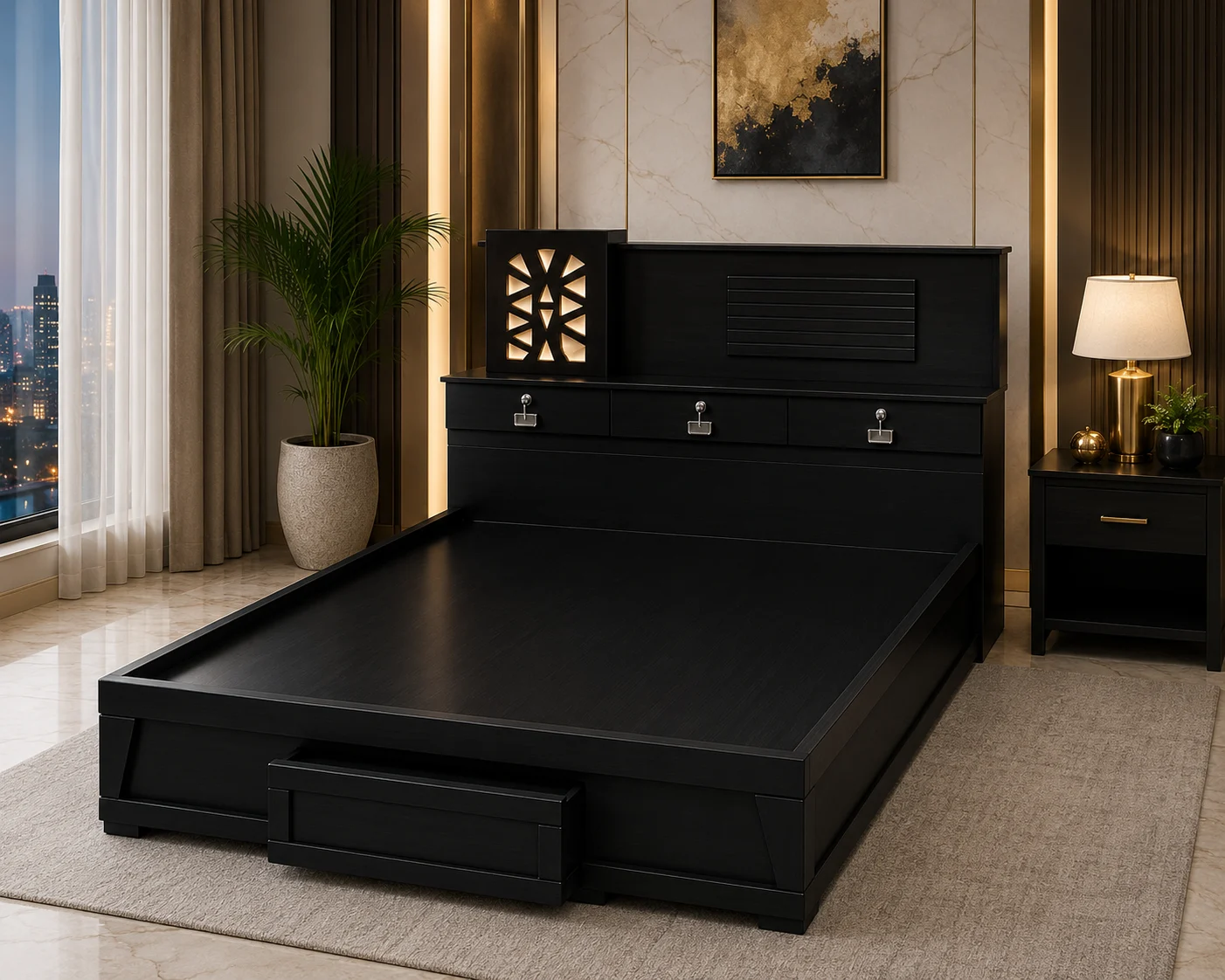 Emperor Queen Storage Cot Black